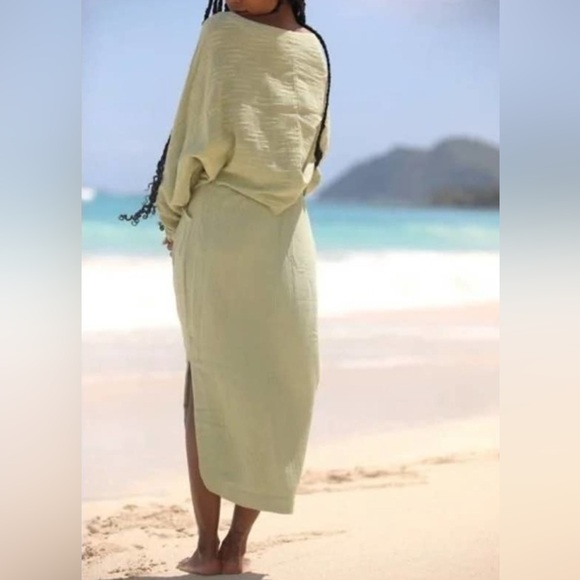 Free People Women’s Pale Green Easy Weekend Endless Summer Midi/Maxi Skirt Med‎ - Picture 1 of 13